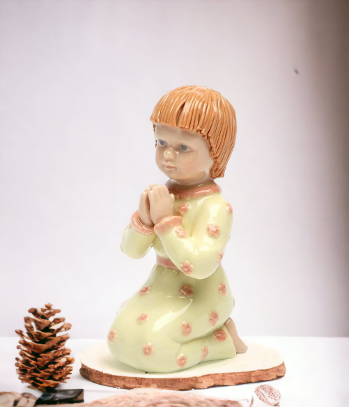 Ceramic Praying Girl Figurine, Religious Décor, Religious Gift, Church Décor, Church Gift, Baptism Gift