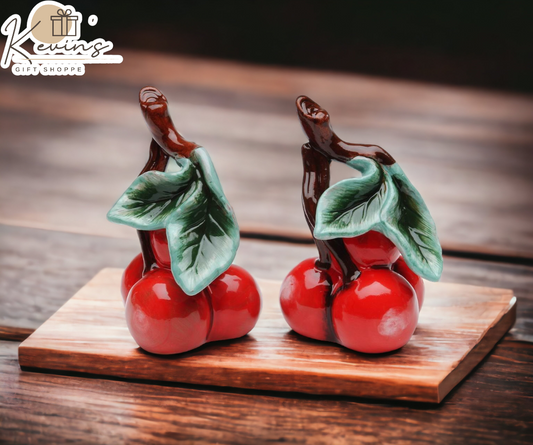 Ceramic Cherry Salt and Pepper Shakers, Home Décor, Gift for Her, Gift for Mom, Kitchen Décor