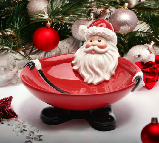 Ceramic Christmas Decor Santa Claus Candy Bowl, Home Décor, Gift for Her, Gift for Mom, Kitchen Décor, Christmas Décor, Office Decor