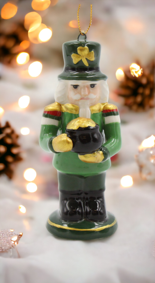 Ceramic Irish Nutcracker Ornament, Home Décor, Gift for Her, Gift for Mom, Christmas Décor, Irish Saint Patrick’s Day Décor