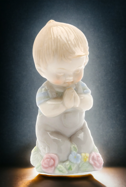 Ceramic Praying Boy Figurine, Religious Décor, Religious Gift, Church Décor, Baptism Gift