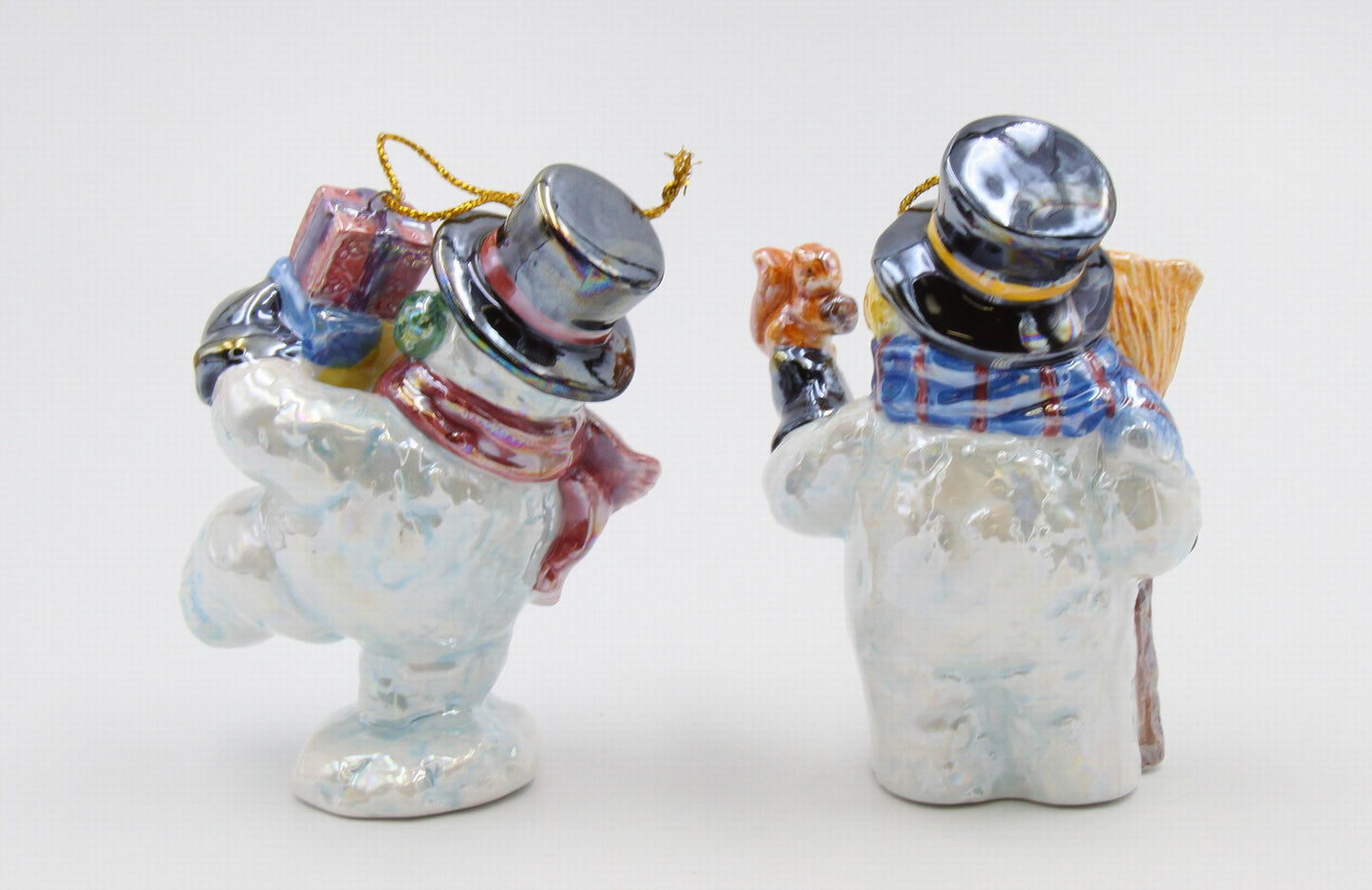 Ceramic Snowman with Gifts and Squirrel Ornaments, Home Décor, Gift for Her, Mom, Christmas tree Décor