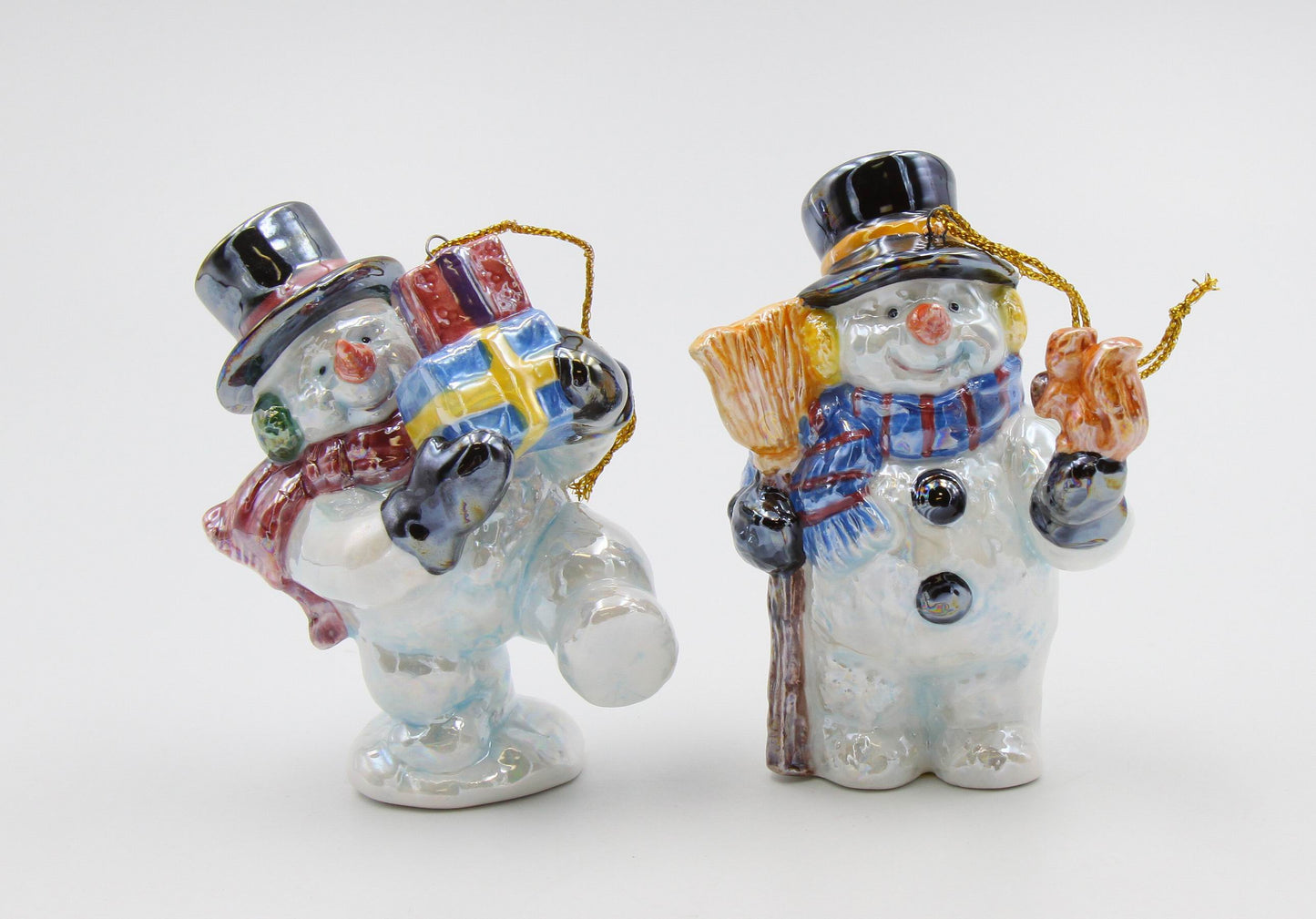 Ceramic Snowman with Gifts and Squirrel Ornaments, Home Décor, Gift for Her, Mom, Christmas tree Décor