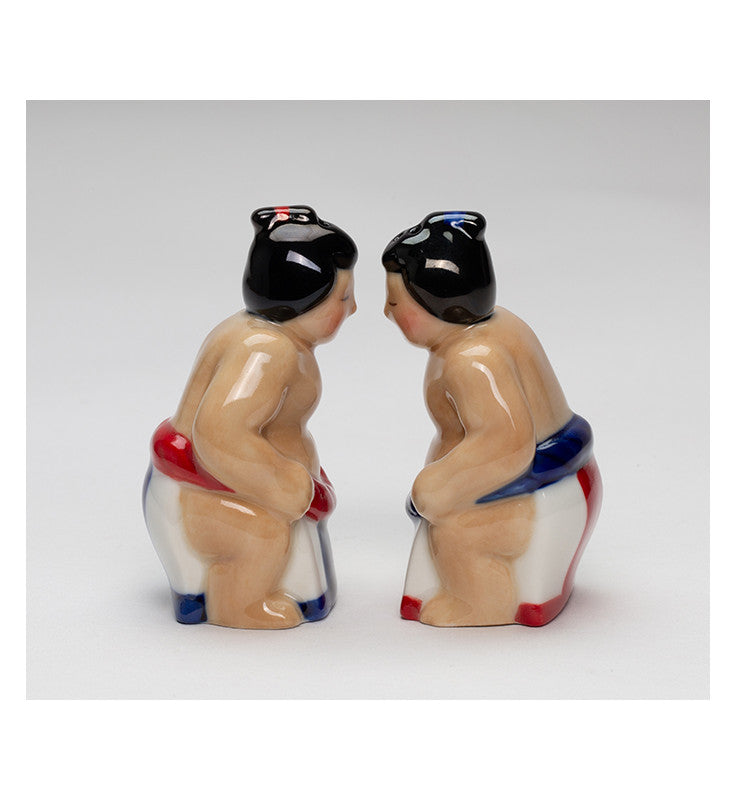Ceramic Sumo Wrestler Salt and Pepper Shakers, Japanese Culture, Sushi Lover Gift