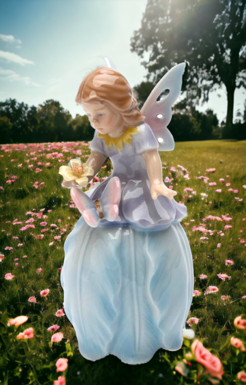 Ceramic Fairy on Tulip Flower Bell, Home Decor, Gift for Her, Gift for Daughter, Spring Decor