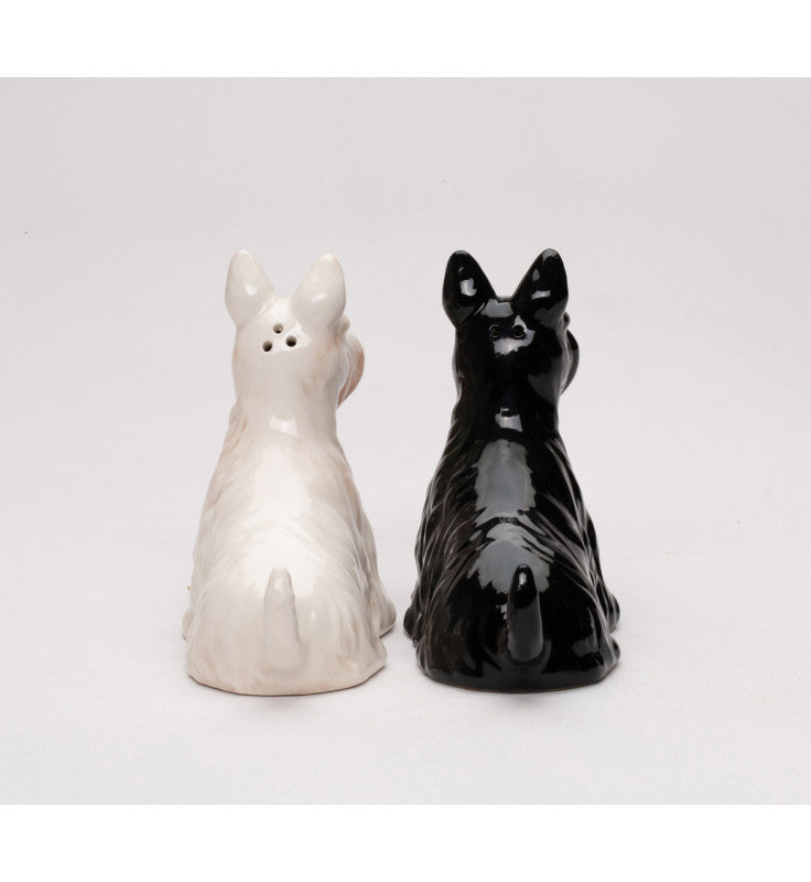 Ceramic Black and White Scottish Terrier Salt & Pepper Shakers, Terrier Owner Gift, Dog Lover Gift