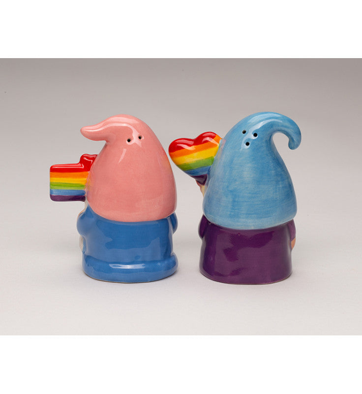 Ceramic Rainbow Gnome Salt and Pepper Shakers, Gnome Collector Gift, Pride Month Decor