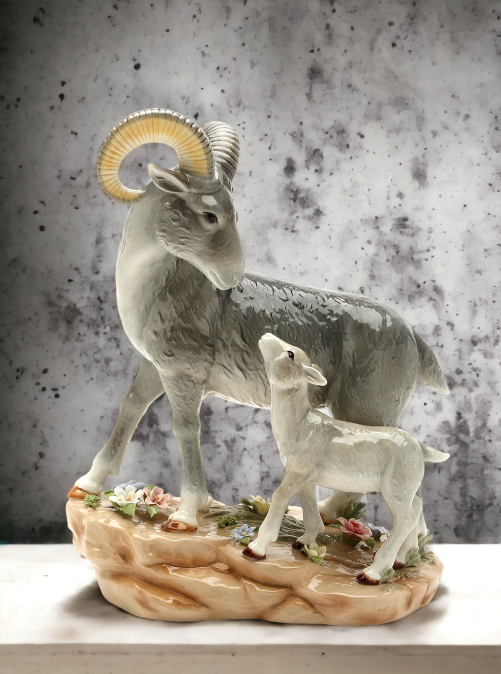 Ceramic Mountain Ram Figurine, Home Décor, Gift for Her, Gift for Mom, Kitchen Décor, Nature Lover Gift