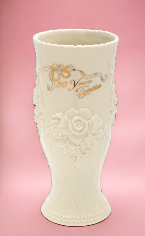 Ceramic 50th Anniversary Flower Vase, Anniversary Décor or Gift