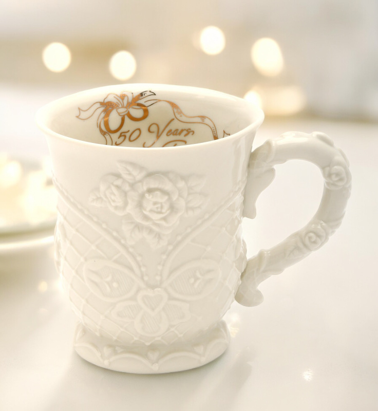 Ceramic 50th Anniversary Mug, Anniversary Party Decor, Gift for Friends, Gift for Parents