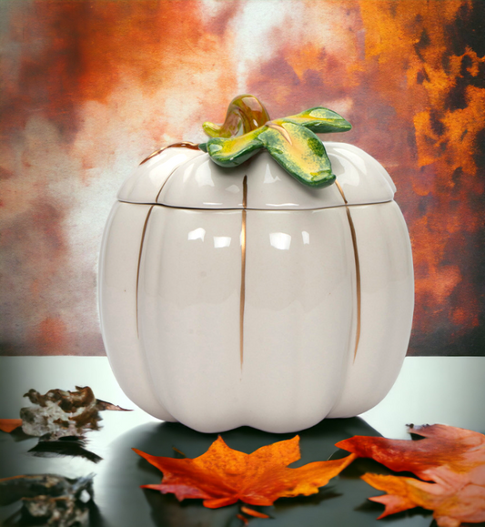 Ceramic White Pumpkin Candy Box, Home Décor, Gift for Her, Gift for Mom, Kitchen Décor, Fall Décor, Thanksgiving Décor