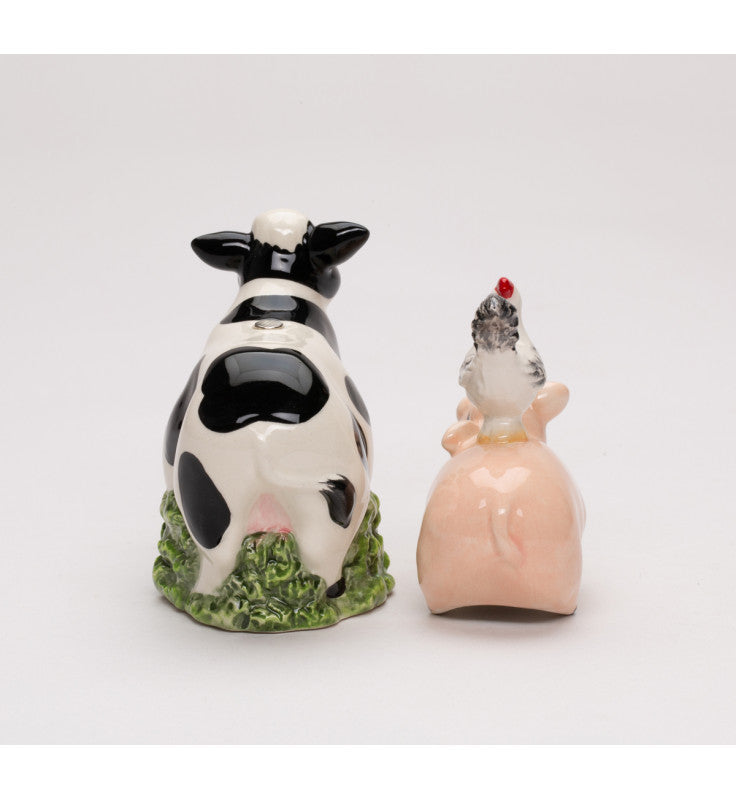 Ceramic Magnetic Stacked Farm Animals Salt and Pepper Shakers, Country Farm House Kitchen Decor, Gift for Her