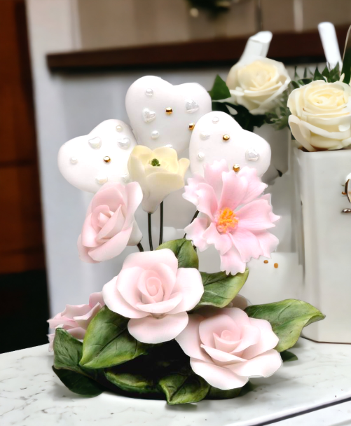 Ceramic Rose Flower Figurine, Wedding Décor or Gift, Anniversary Décor or Gift, Home Décor, Vanity Decor