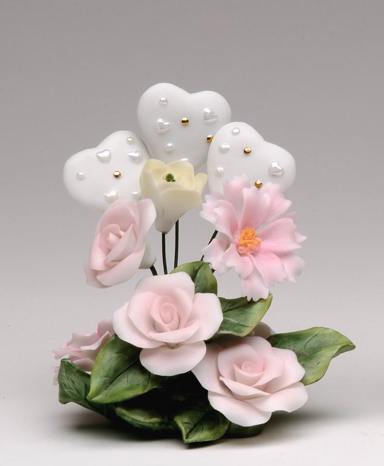Ceramic Rose Flower Figurine, Wedding Décor or Gift, Anniversary Décor or Gift, Home Décor, Vanity Decor