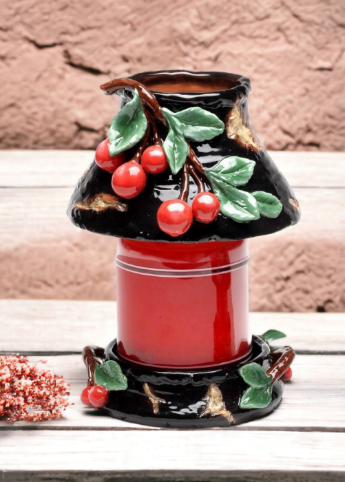 Ceramic Large Cherry Candle Holder (Candle NOT Included), Home Décor, Gift for Her, Gift for Mom, Farmhouse Décor, Nature Lover Gift