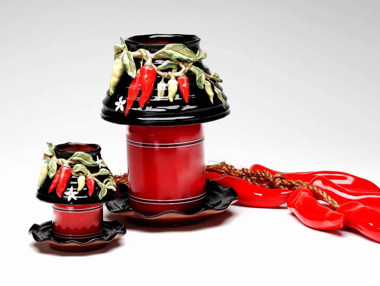Ceramic Small Size Chili Pepper Candle Shade and Base, Home Décor, Gift for Her, Gift for Mom, Kitchen Décor, Farmhouse Décor
