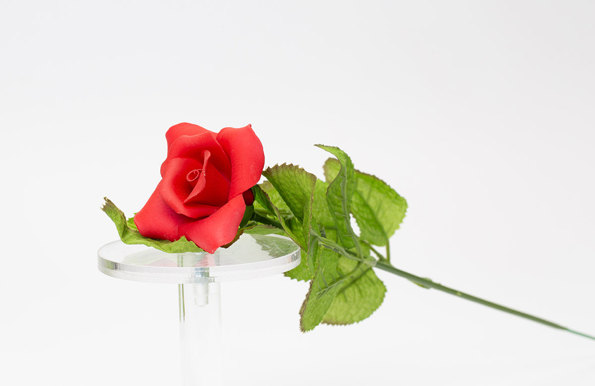 Ceramic Red Rose Flower with Stem - Set of 2, Romantic Decor, Wedding Decor, Valentines Gift, Gift for Her, Gift for Mom