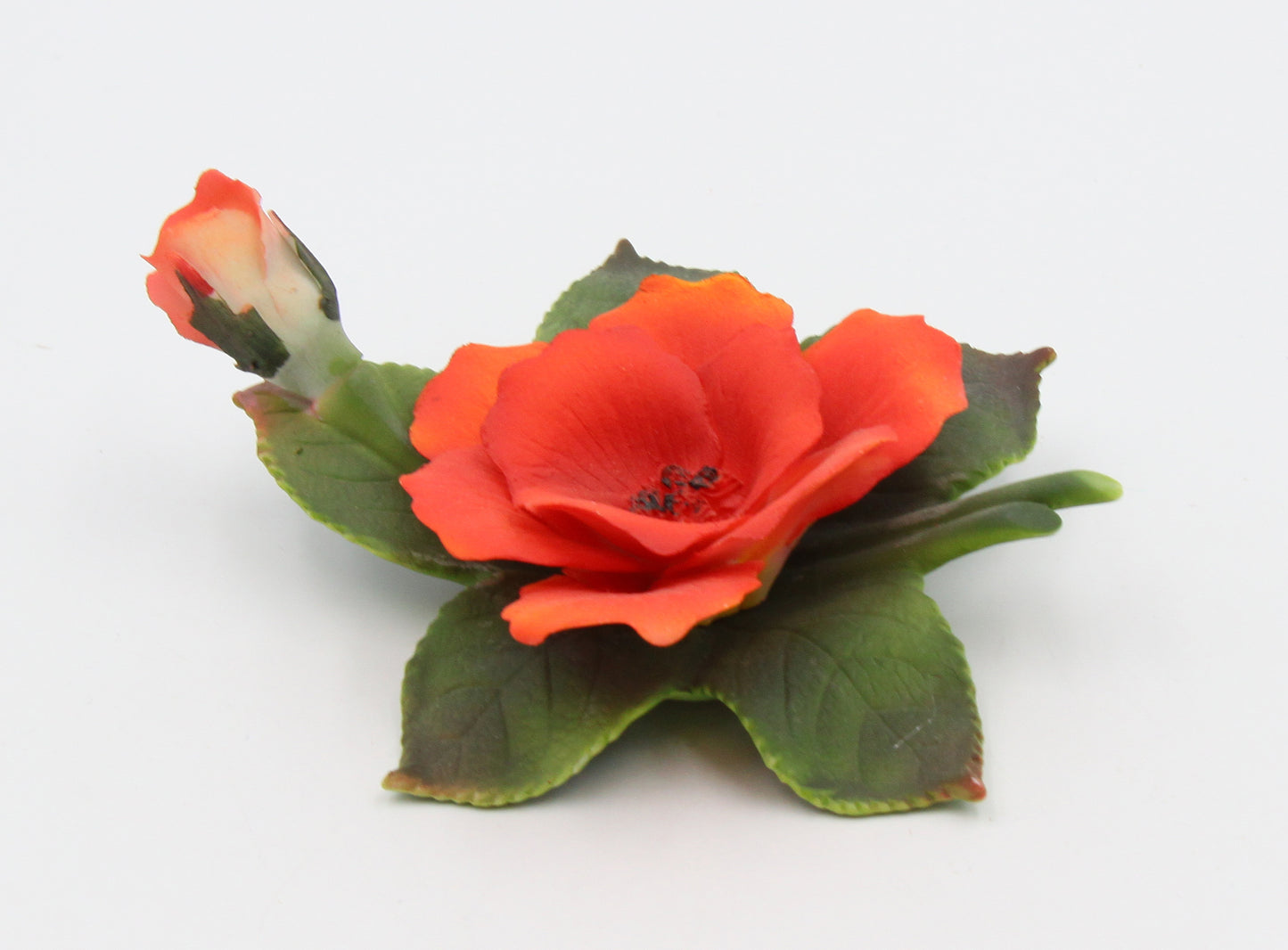 Ceramic Orange Wild Rose Flower Figurine, Home Décor, Gift for Her, Mom, Farmhouse Kitchen Décor, Vintage Decor