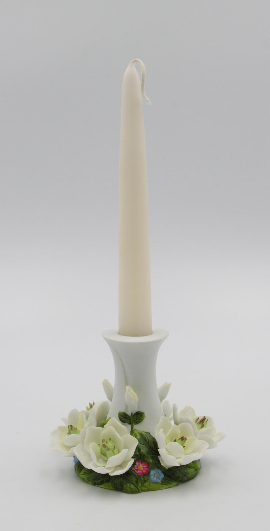 Ceramic 7/8" Tapper Candle Holder with Magnolia Flowers, Home Décor, Gift for Her, Mom, Kitchen Décor, Wedding Décor, Vintage Decor