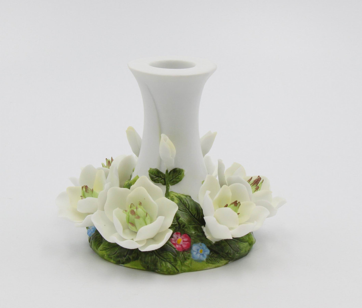 Ceramic 7/8" Tapper Candle Holder with Magnolia Flowers, Home Décor, Gift for Her, Mom, Kitchen Décor, Wedding Décor, Vintage Decor