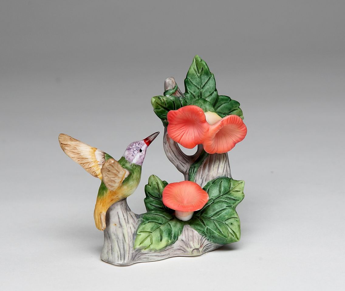 Ceramic Hummingbird with Honey Suckle Figurine, Bird Watcher Gift, Vintage Decor, Gift for Her, Gift for Mom