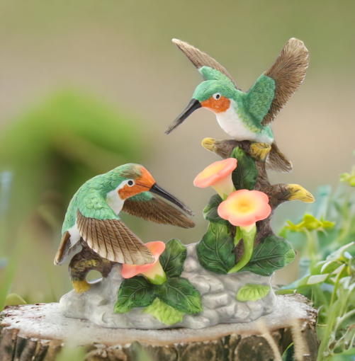 Ceramic Hummingbirds Figurine, Home Décor, Gift for Her, Mom, Kitchen Décor, Birdwatcher Gift, Vintage Decor