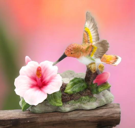 Ceramic Hummingbird with Hibiscus Flower Votive Candle Holder, Home Décor, Gift for Her, Mom, Kitchen Décor, Birdwatcher Gift, Vintage Decor