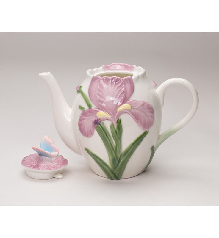 Porcelain Iris Flower Teapot