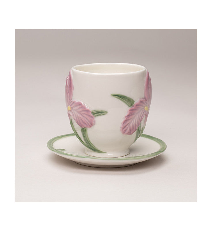 Ceramic Iris Flower Cup and Saucer Set