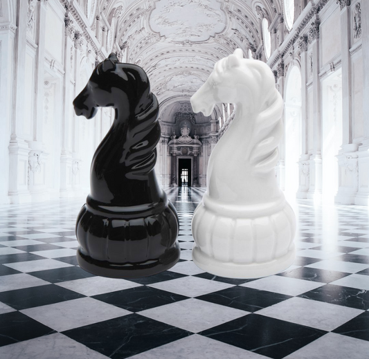 Ceramic Black and White Knight Chess Piece Salt and Pepper Shakers, Home Décor, Gift for Him, Gift for Dad, Kitchen Décor, Game Room Decor