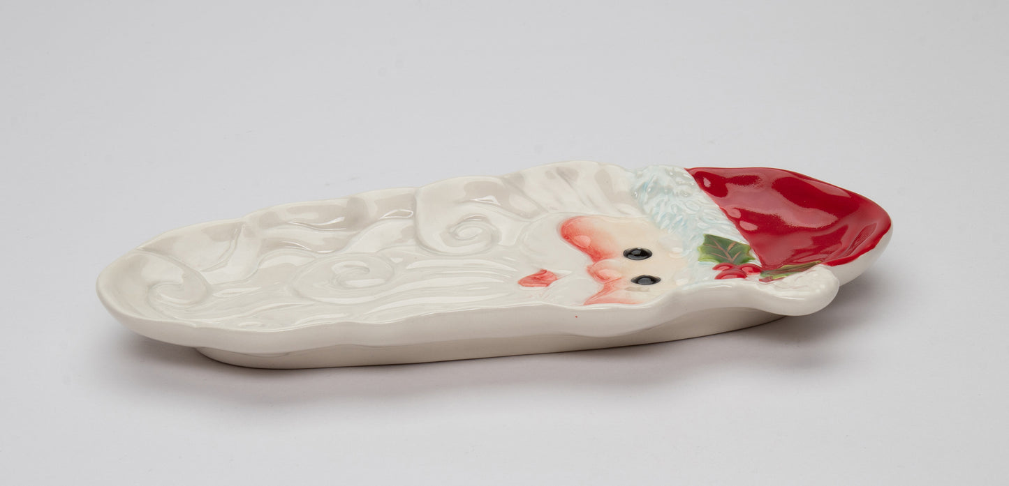Ceramic Santa Claus Dessert Tray, Home Décor, Gift for Her, Gift for Mom, Kitchen Décor, Christmas Décor