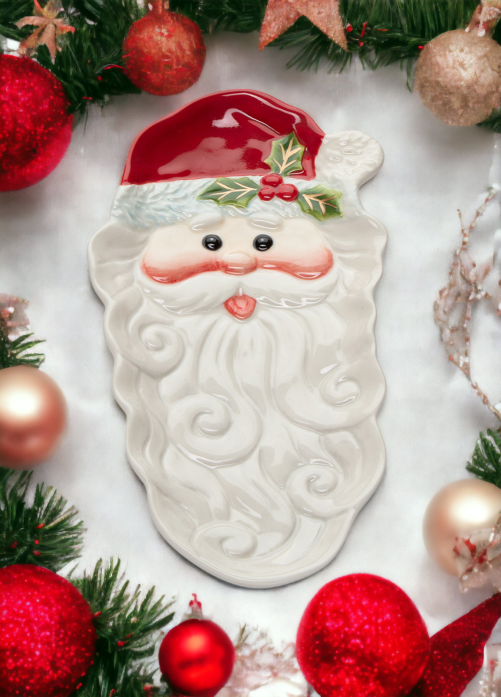 Ceramic Santa Claus Dessert Tray, Home Décor, Gift for Her, Gift for Mom, Kitchen Décor, Christmas Décor