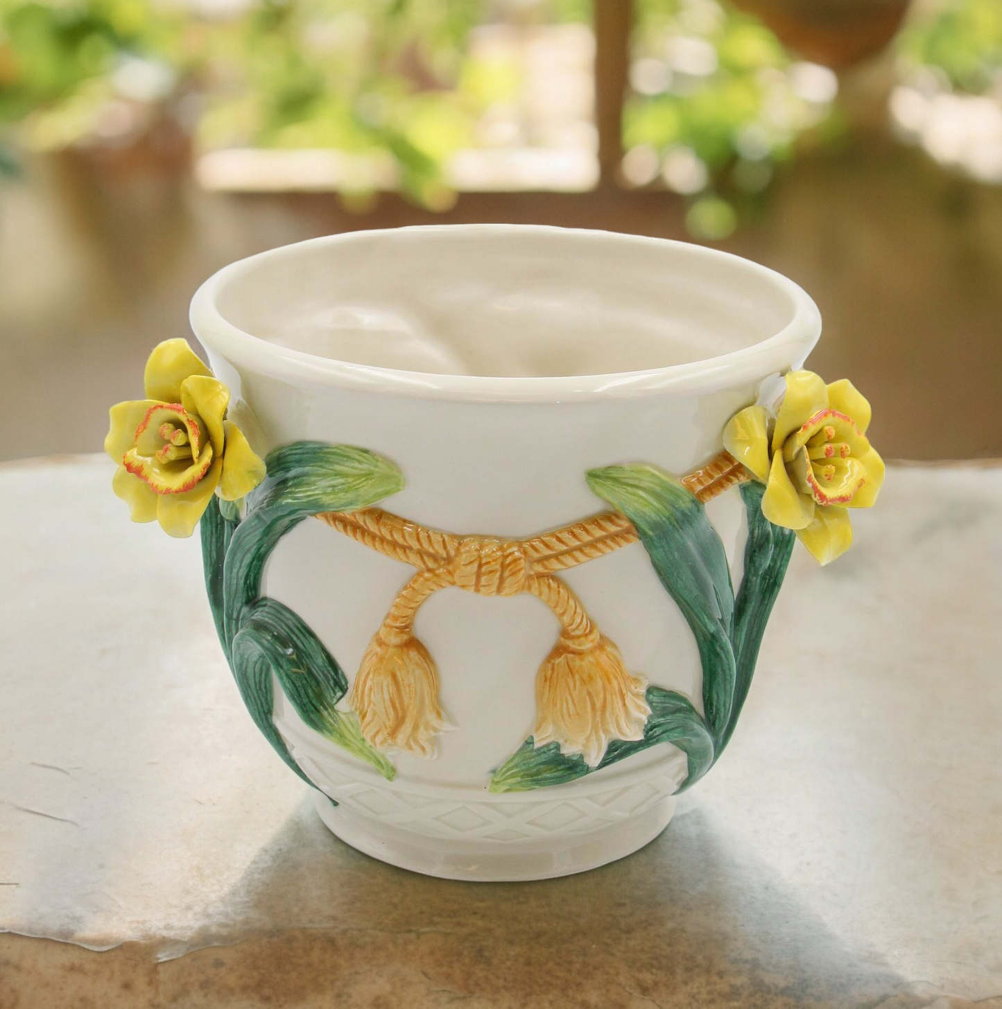 Ceramic Narcissus Flower Planter, Vintage Decor, Gift for Her, Gift for Mom