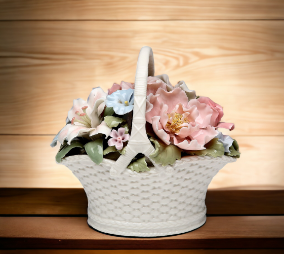 Ceramic Flower Basket Music Box, Home Décor, Gift for Her, Gift for Mom, Nature Lover Gift, Vintage Decor