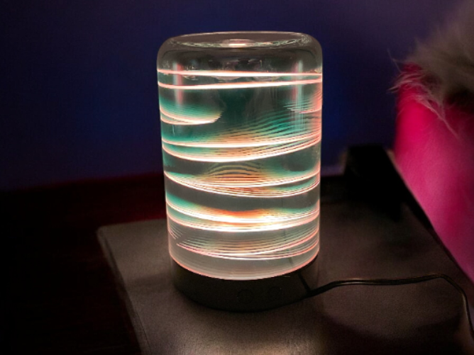 Diffusers For Essential Oils, 3D Glass Art -Stripes- Oil Diffuser with Alternating Colors, Bedroom Decor, Gift for Her
