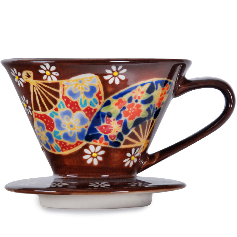 Ceramic Coffee Dripper with Japanese Fans Design, Japanese Culture, Coffee Lover Gift, Cafe Decor, Gift for Her