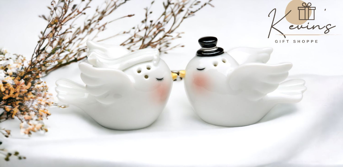 Bride and Groom Dove Birds Salt & Pepper Shakers Wedding Décor or Gift Wedding Favor Anniversary Décor or Gift Kitchen
