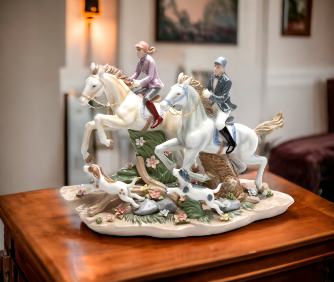 Call Of The Hunt-Ceramic Horses and Dogs Home Decor Horse Lover Gift Equestrian Gift Farmhouse Decor - Figurines