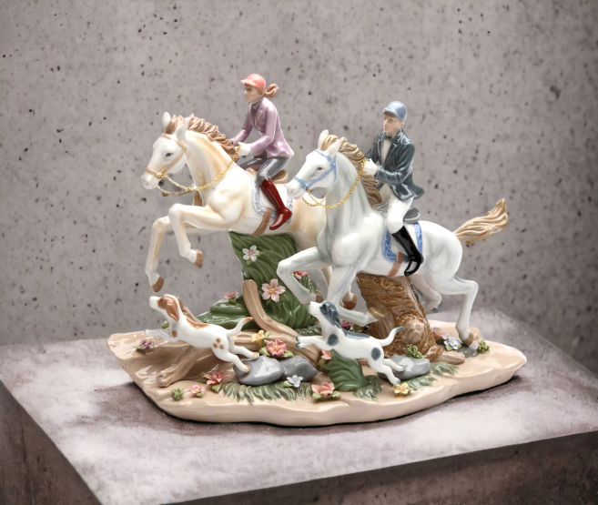 Call Of The Hunt-Ceramic Horses and Dogs Home Decor Horse Lover Gift Equestrian Gift Farmhouse Decor - Figurines