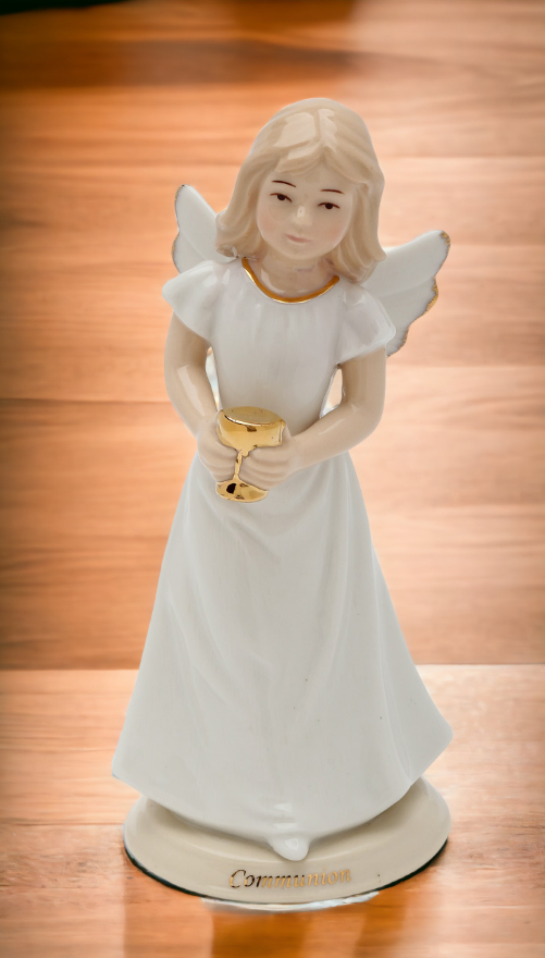 Ceramic 1st Communion Angel Figurine Religious Décor Religious Gift Church Décor Church Gift Baptism Gift - Figurine