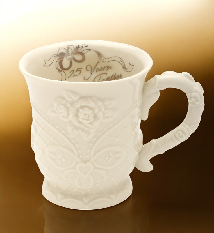 Ceramic 25th Wedding Anniversary Mug Gift for Her Gift for Parents - Mugs