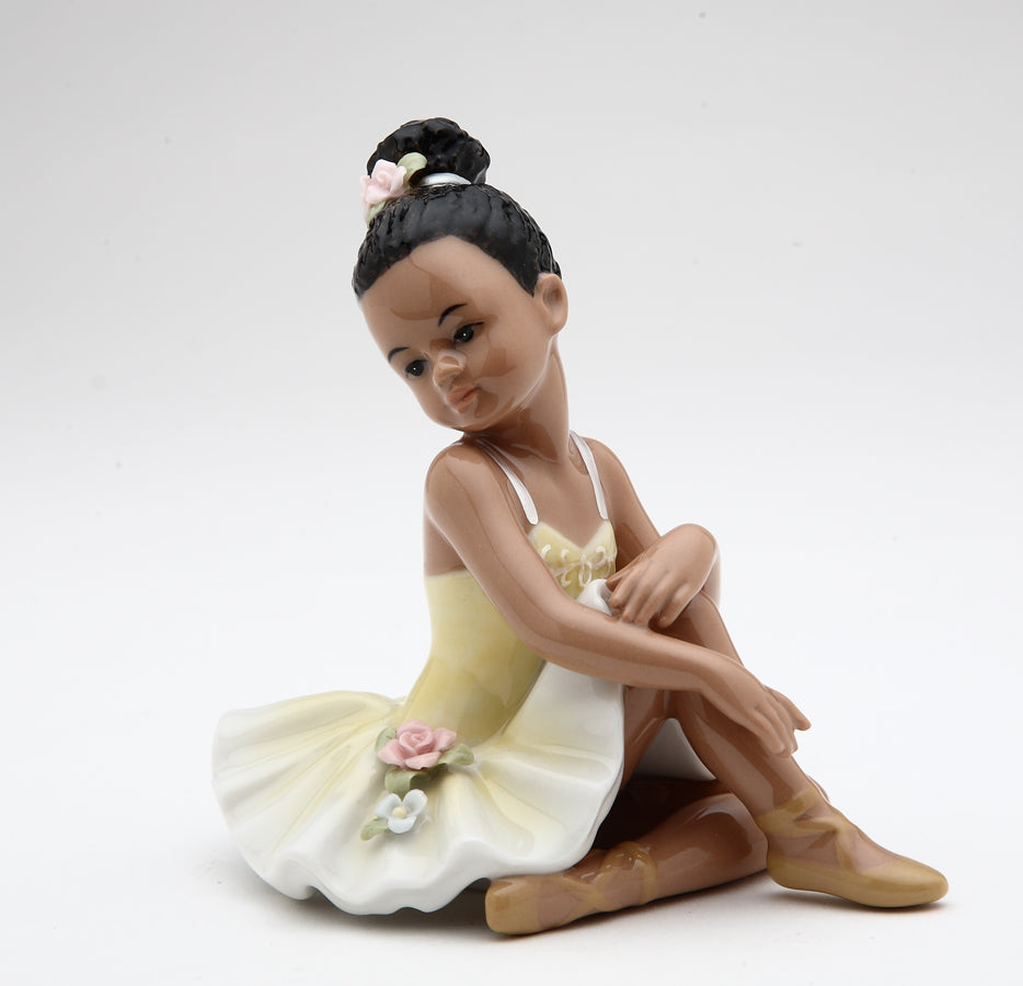 African American Ballerina Girl In Yellow Dress - kevinsgiftshoppe