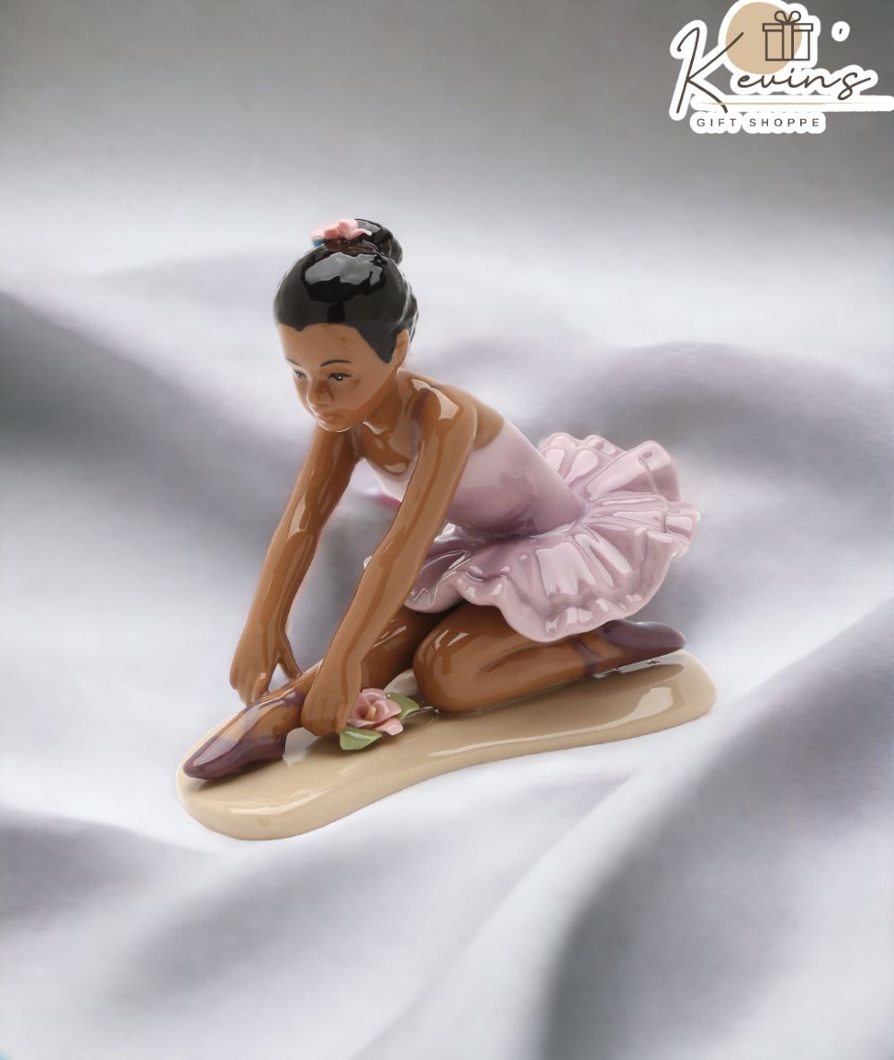 Ceramic African American Ballerina In A Lavender Dress Home Décor Gift for Her Gift for Daughter Gift for Ballerina