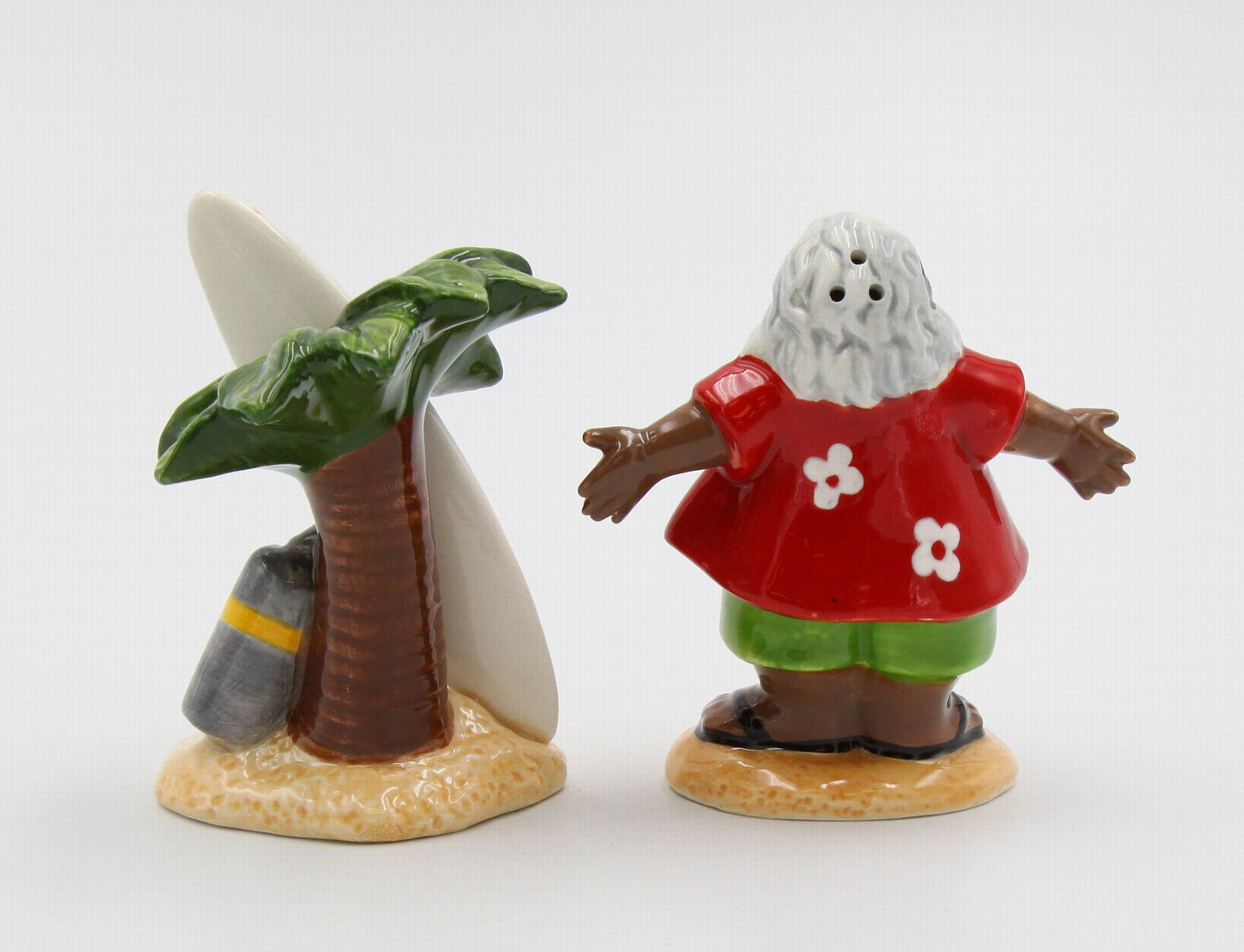 Ceramic African American Hawaiian Santa Salt & Pepper Shakers Home Décor Gift for Him Gift for Dad Kitchen Décor
