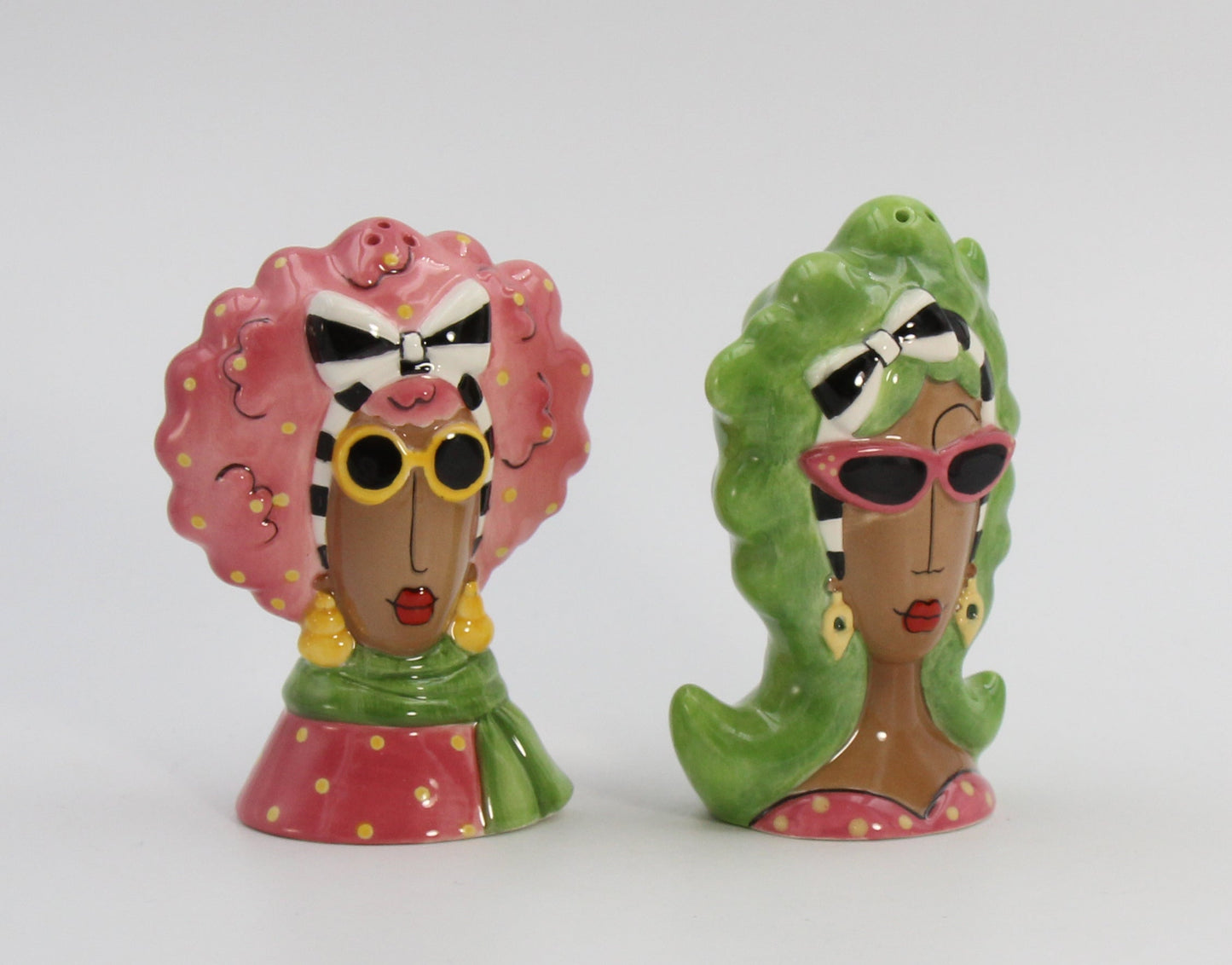 Ceramic African American Ladies Wearing Shades Salt and Pepper Home Décor Gift for Her Mom Friend or Coworker Kitchen
