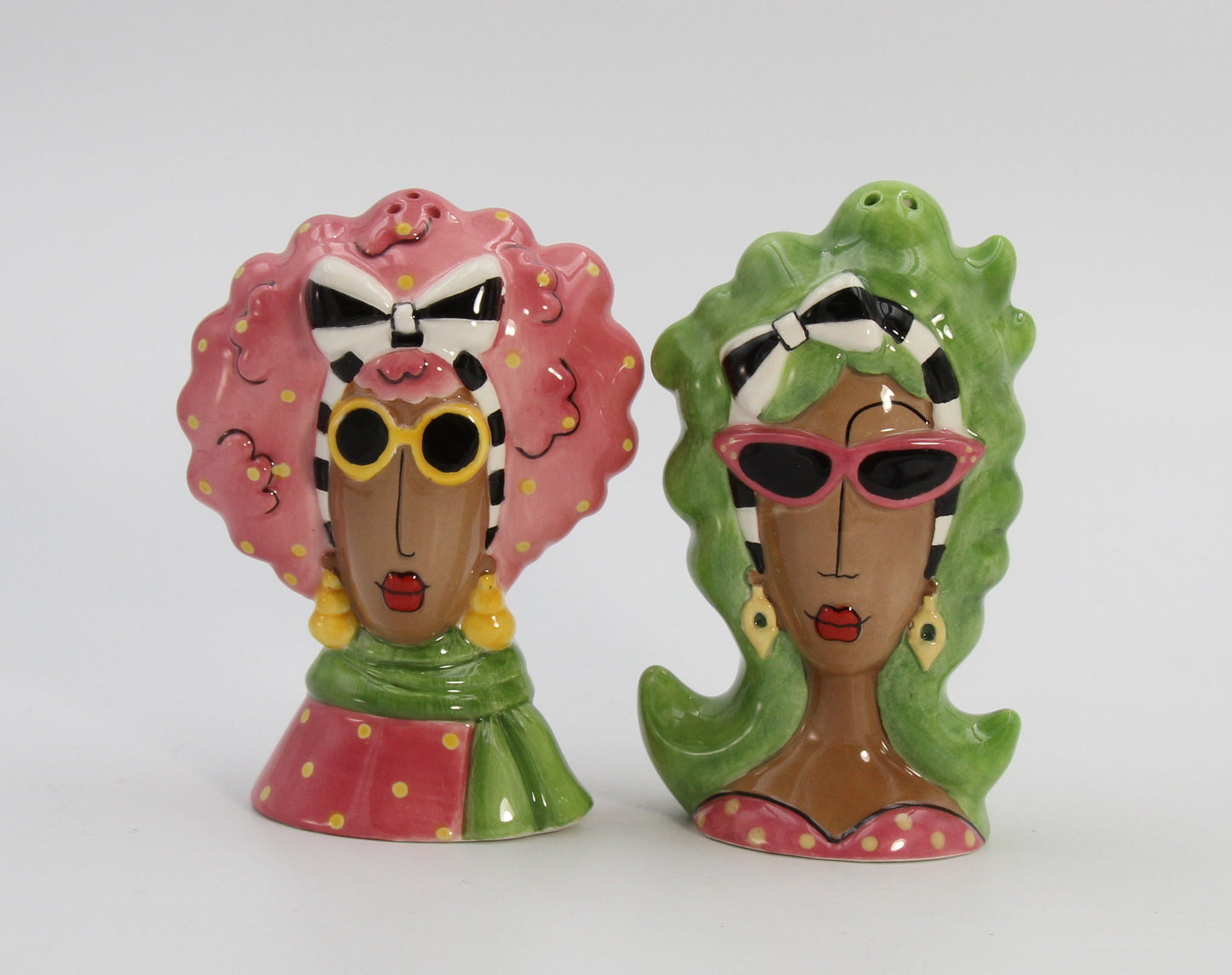 Ceramic African American Ladies Wearing Shades Salt and Pepper Home Décor Gift for Her Mom Friend or Coworker Kitchen