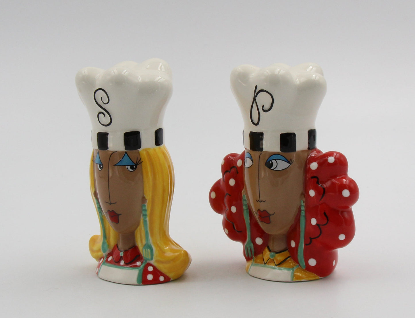Ceramic African American Lady Chef Salt and Pepper Shakers Home Décor Gift for Her Mom Friend or Coworker Kitchen Décor