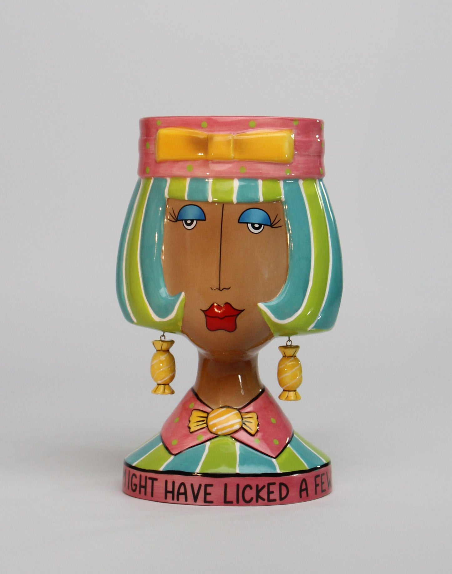 Ceramic African American Lady with Colorful Hair Candy Holder or Vase Home Décor Gift for Her Mom Friend or Coworker
