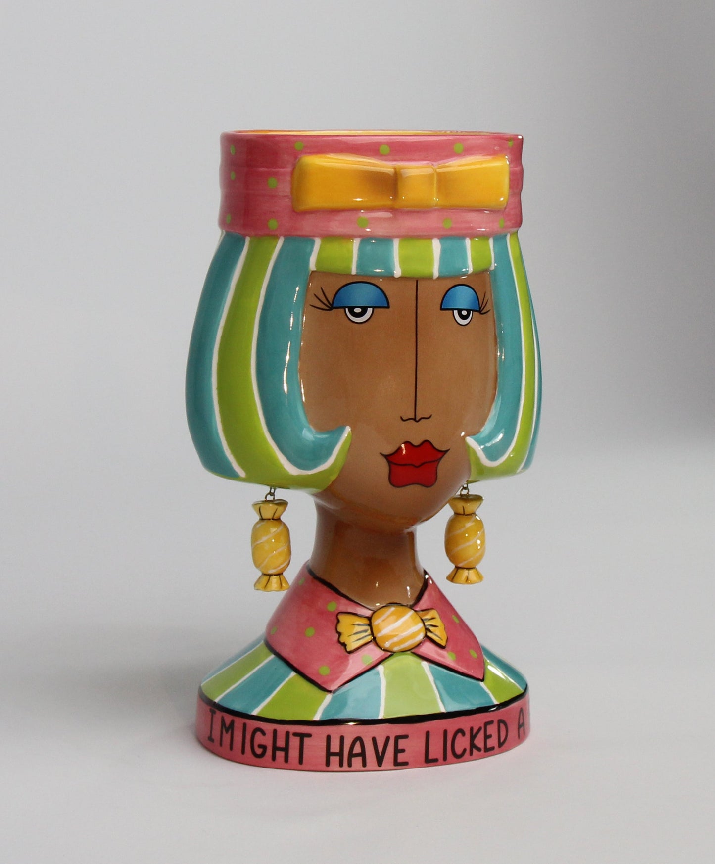 Ceramic African American Lady with Colorful Hair Candy Holder or Vase Home Décor Gift for Her Mom Friend or Coworker
