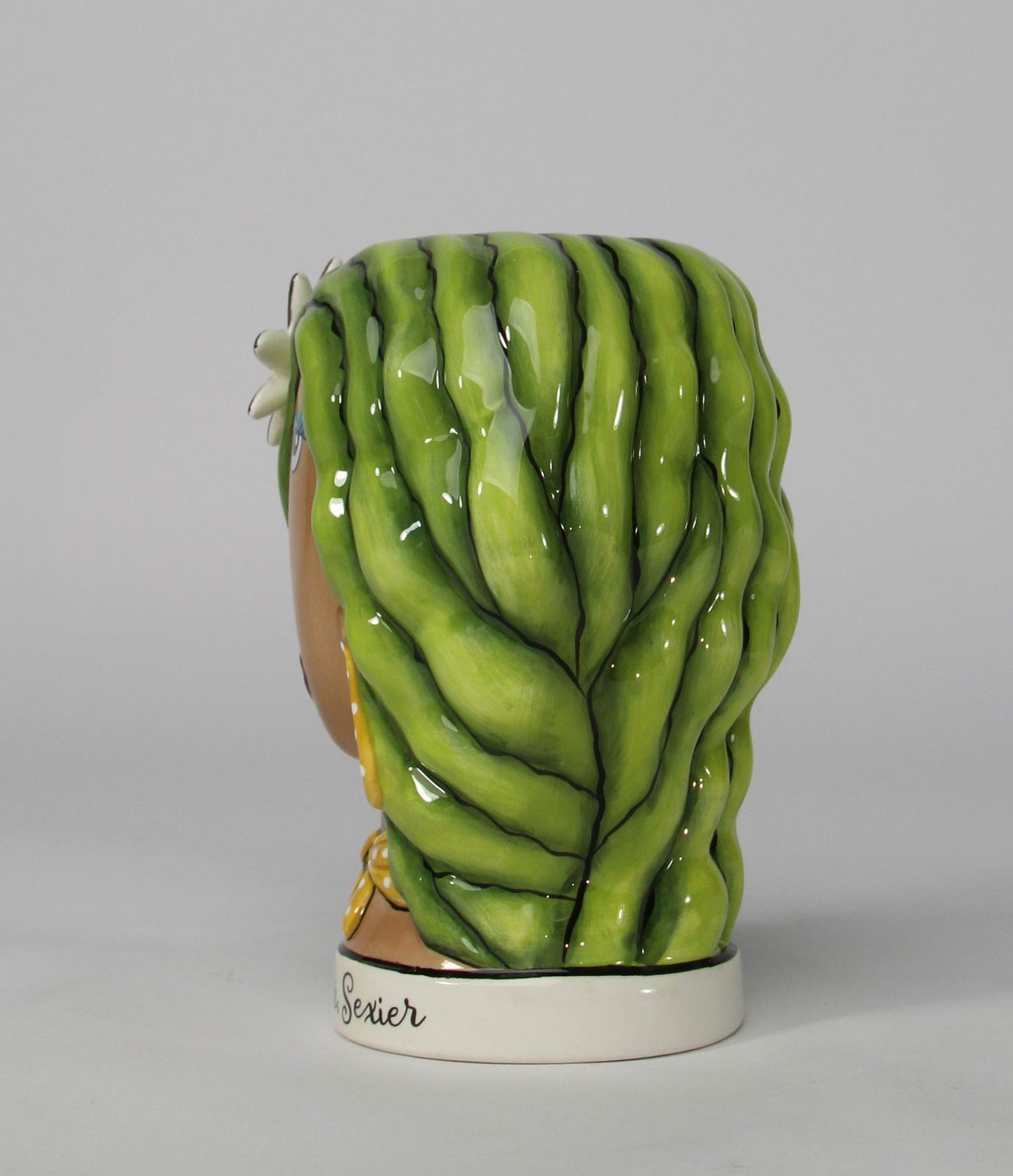 Ceramic African American Lady with Green Hair Makeup Brush or Pen Holder Home Décor Gift for Her Mom Friend or Coworker